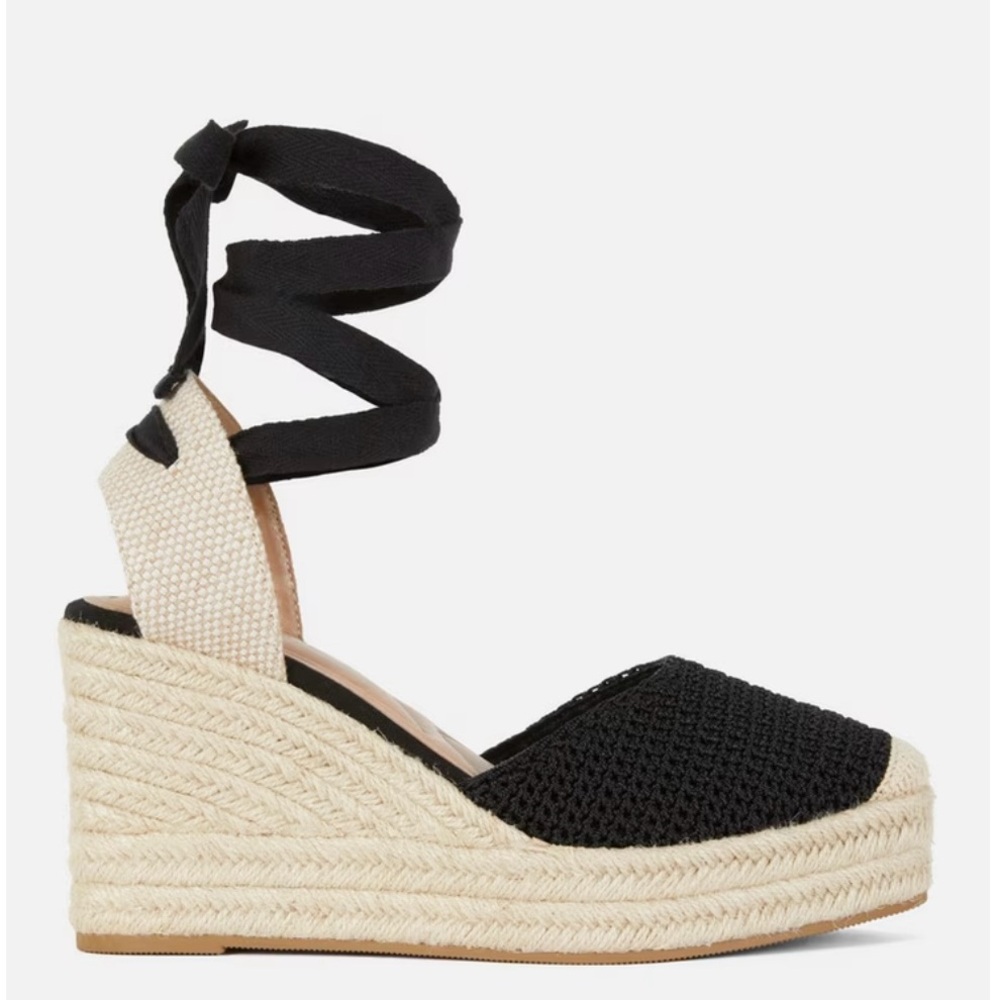 Black Espadrille Wedge Sandals